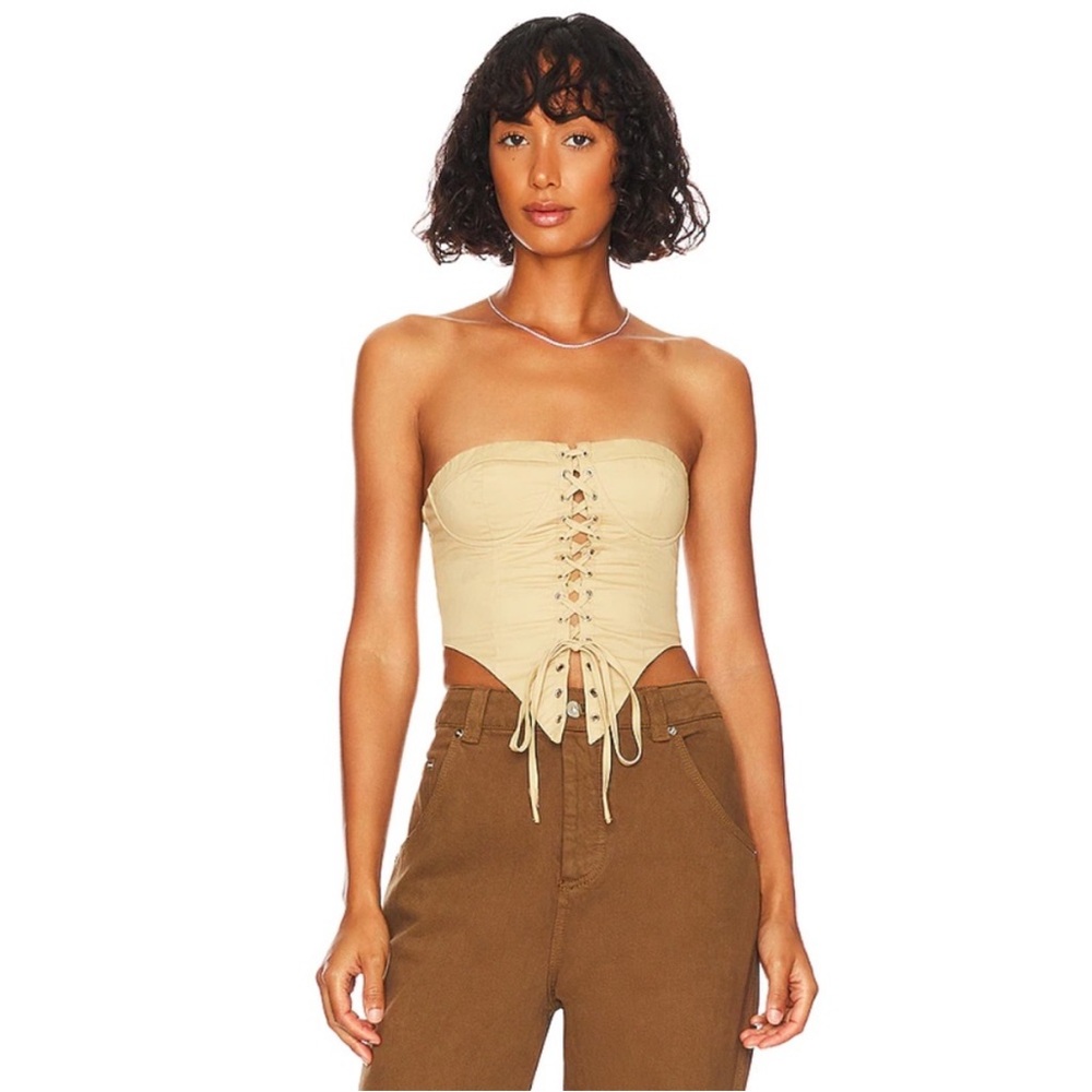 superdown x revolve ashlyn lace up top crop top, XXS